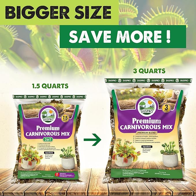 DUSPRO Carnivorous Plant Soil Mix 3QT-Include Forest Moss, Peat Moss, Perlite Potting Mix for Carnivorous Plants, Carnivorous Plants, Pitcher Plant, Butterworts, Sundews - Carnivorous Plant