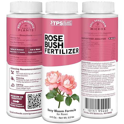Rose Bush Fertilizer, Complete Liquid Rose Bush Plant Food, 32 oz (1 Quart)