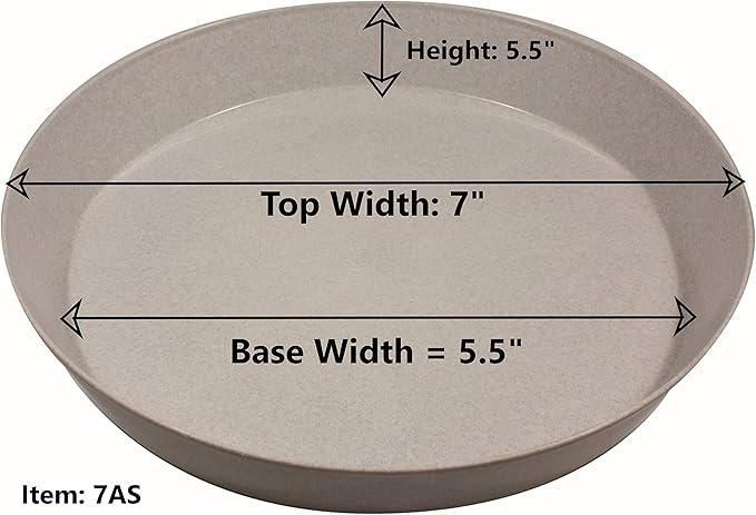 7" Saucer (Base of 5.5 ") Case of 10 Plant Saucers - White Granite Colored Polypropylene,Heavy Duty Indoor/Outdoor Collects Flower Pot Drainage and Excess Water, Made in USA