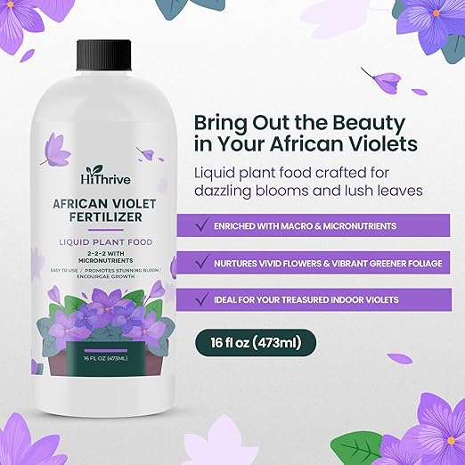 16oz African Violet Fertilizer for African Violets Live Plants - Makes 24 Gallons of Indoor Plant Food for Houseplants, Balanced Macro & Micronutrients Formula for Vibrant Blooms & Lush Foliage