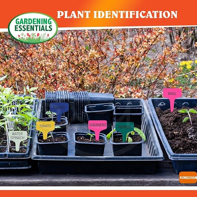 100pcs Plant Labels, Colorful Plastic, T-Type Plant Tags for Outdoor Plants, Garden Potted Plants, Seed Labels, Plant Name Sticks(6 x 10cm)