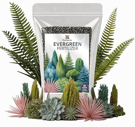 Gardenera Evergreen Fertilizer – All-Purpose Granular Plant Food for Outdoor Trees and Shrubs, Azaleas, Magnolias, Pines & Arborvitae – Slow-Release Formula (20 Quarts)