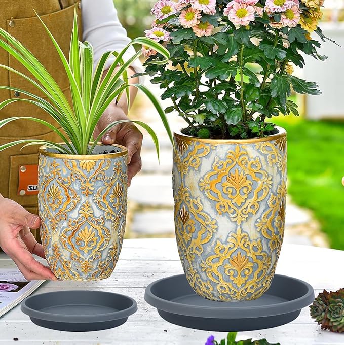 Plant Saucer 10 Inch 5 Pack Thickened Plastic Plant Saucers Drip Trays for Indoor Plants and Outdoor Pots