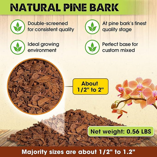 DUSPRO Recycle Orchid Bark Bulk for Plants, Optimal Texture Bark for Orchids Potting, Ideal Wood Chips for Plants (2 Quart)