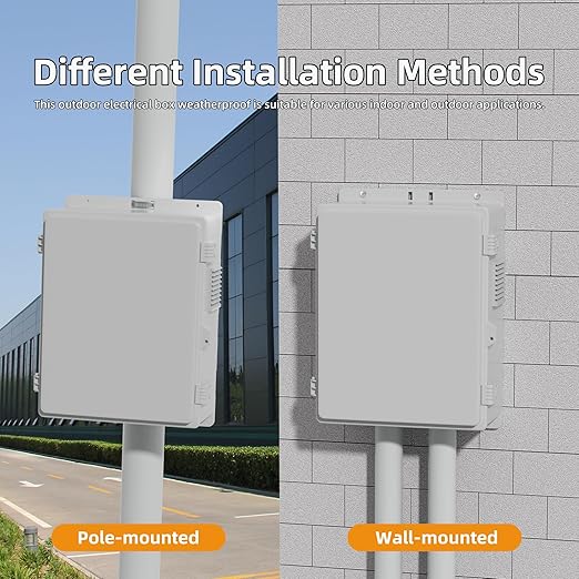Joinfworld White Outdoor Electrical Box Waterproof Nema Enclosure 16x11x6 Plastic WiFi Box with Fan Vented Dust Screen
