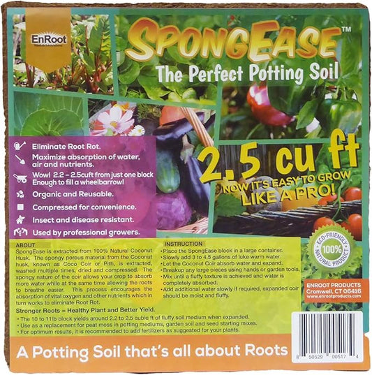 Coconut Coir Compressed Block expands up to 18.7 Gallons (2.5 Cu Ft) - Ideal Growing Medium for Potting Mix - Healthy Roots, Healthy Plants and Bountiful Harvest (1 Pack)