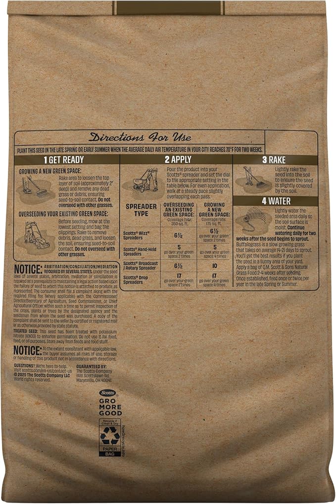 O.M. Scott and Sons Buffalograss Seed, Naturally Drought Tolerant Native Grass Seed, 350 sq. ft., 0.7 lb.