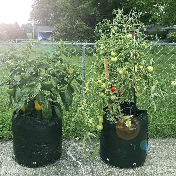 TianMai Potato Grow Bag 2 Pack 7 Gallon Garden Vegetables PE Planting Container Bag with Flap and Handles Heavy Duty Suitable Patio Recycled Home Garden Supplies