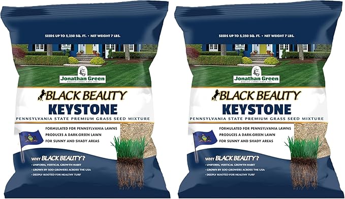 Jonathan Green (10361) Black Beauty Keystone PA Grass Seed (Made for Pennsylvania) - Cool Season Lawn Seed (7 lb) (Pack of 2)