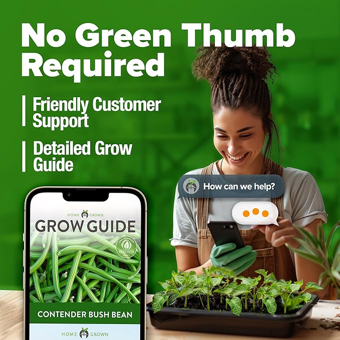 HOME GROWN Non GMO Contender Bush Bean Pack - 56 Heirloom Green Beans, Vegetable Seeds for Planting, Emergency Food Supply (Phaseolus vulgaris)
