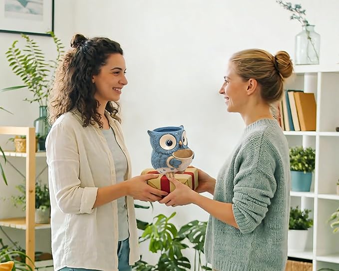 Unique Owl Plant Pots Indoor, Cute Small Succulent Pots with Drainage Hole, Watering Owl Planters for Indoor Outdoor Plants, Resin Flower Pot for String of Pearls, Gift Ideas for Mother