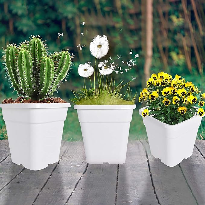 10 Gallon Square Nursery Pots Plant Pots Grow Pots Nursery Container for Planting Soil Plants 5Pcs