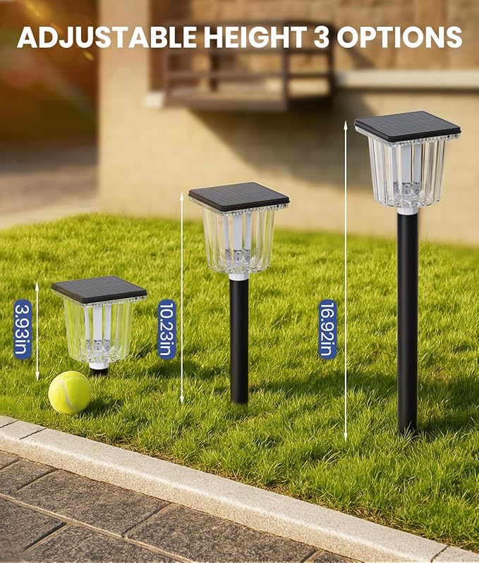 Super Bright Solar Powered Outdoor Lights 4 Pack,Adjustable Warm&Cool White,Waterproof IP65 Solar Garden Decorations Landscape Lighting Outside for Front Yard/Patio/Walkway/Driveway/Lawn/Pathway Light