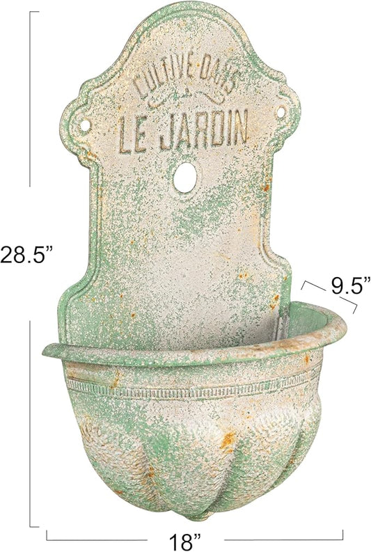 Creative Co-Op Metal Wall-Mounted Planter with Distressed Finish, Green