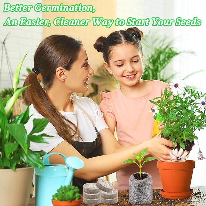 Legigo 200 PCS 50mm Peat Pellets Seed Starter Soil, Compressed Seed Starting Pods Plant Starter Soil Pods Plugs for Seedlings, Peat Pods for Starting Seeds, Herbs Tomatoes Flowers and Vegetables