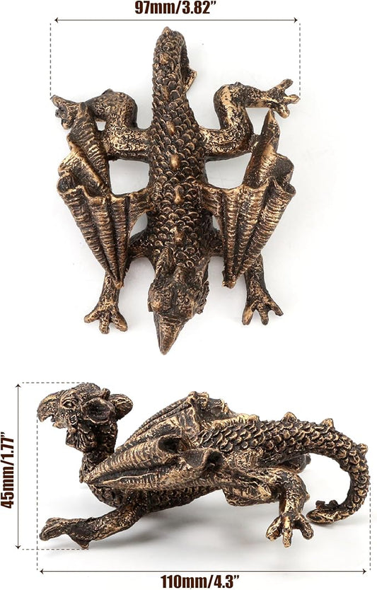 Dragon Planter Pot Flower 4.3'' x 3.82'' Climbing Animal Figurine, Resin Statue and Decorative Sculpture for Vase, Plant Hanger, Garden Outdoor Stone Decor, Patio Lawn Yard Ornaments (Antique Bronze)