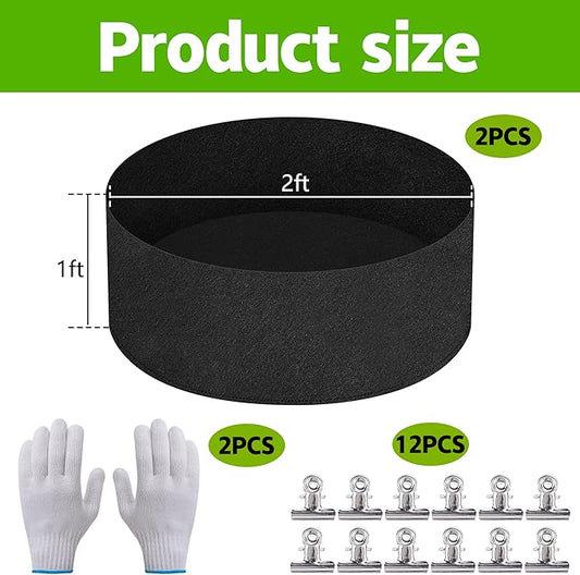 2 Sets 2 x 2 x 1 ft Raised Garden Bed Liner Bag, Breathable Grow Bed Fabric Liners with Clips and Gloves, Garden Box Non Woven Bag for Outdoor Plants Growth Keep Soil Isolation (No Garden Bed)