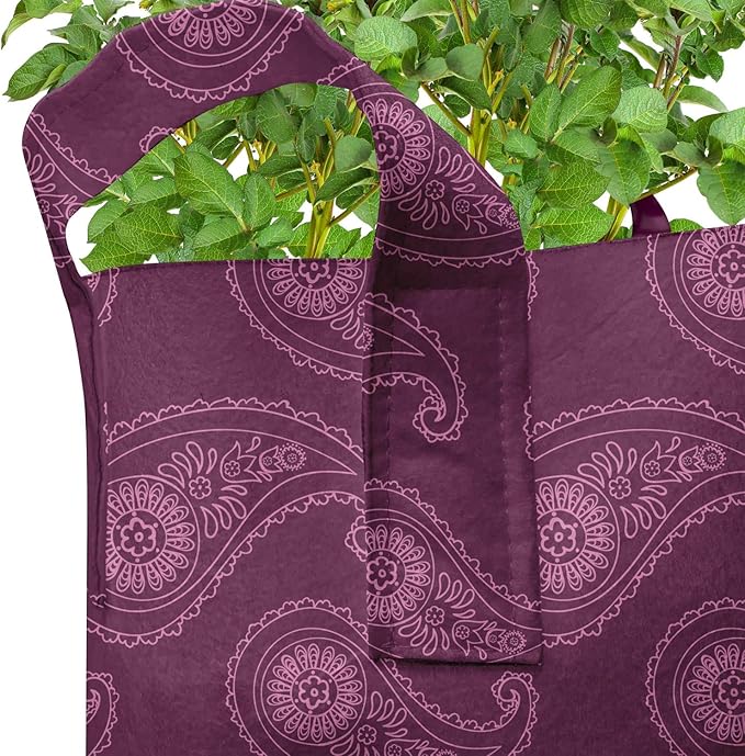 Ambesonne Tropical Grow Bags 5-Pack, Pinkish Exotic Flamingos, Heavyduty Fabric Pots with Handles for Plants, Black Pink
