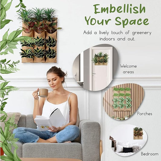 12 Pocket Vertical Garden Wall Planter Tower - Herb - Outdoor Indoor - Hanging - Plant - Living - Balcony - Growing System - Biodegradable - Sustainable - Vegetable -Patio…