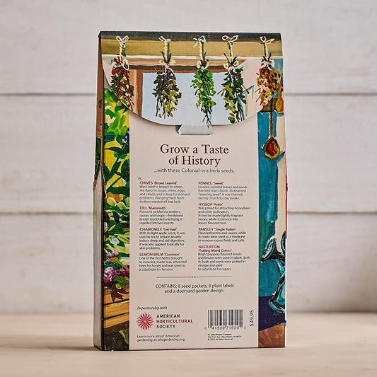 Burpee 'A Colonial Dooryard Herb Garden' – Heritage Kitchen Herb Starter Kit with 8 Non-GMO Seeds, Plant Labels & Dooryard Garden Design Card