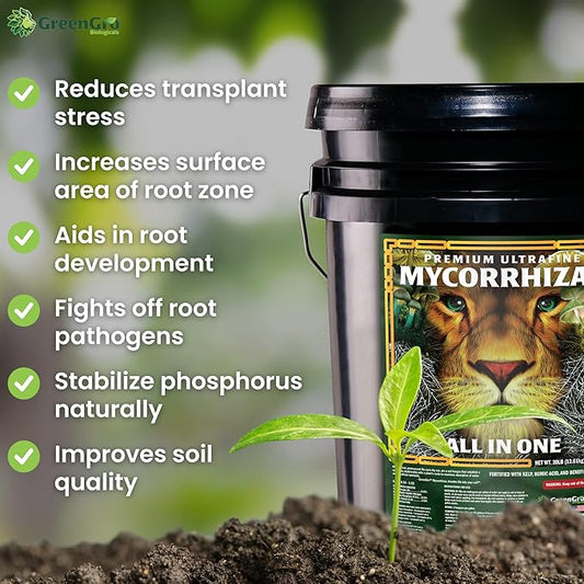 GreenGro Premium Ultrafine Myco Fertilizer - Root Enhancer/Bigger Yields/Improves Nutrient Uptake/Indoor & Outdoor Plant Food Fertilizer Blend for Hydroponic Gardens