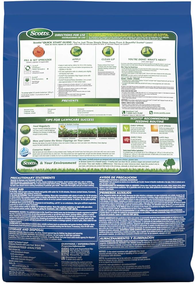 Scotts Turf Builder Halts Crabgrass Preventer with Lawn Food - Pre-Emergent Weed Killer, Lawn Fertilizer, 15,000 sq. ft., 40.05 lbs. (2-Pack)