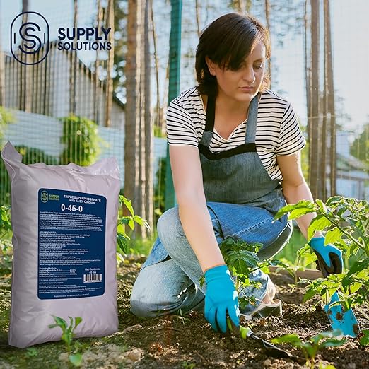 Supply Solutions | 0-45-0 Triple Superphosphate with 13.5% Calcium | High Phosphorus Bloom Booster Fertilizer for Indoor Plants, Flowers, Orchids, Citrus, Lawns, Vegetables & Fruit Trees (40 Pounds)