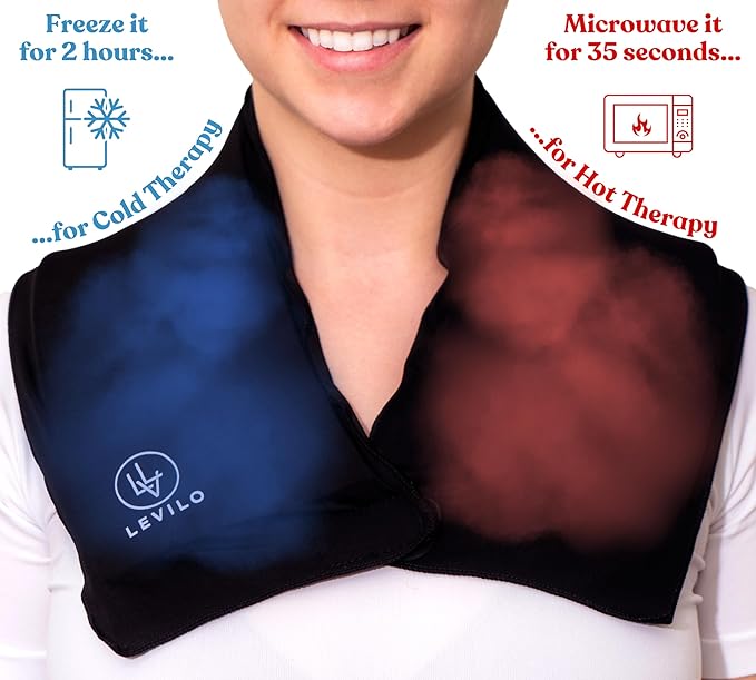 LEVILO Ice Pack for Neck for Hot & Cold Therapy, Reusable Neck Ice Pack Wrap for Inflammation, Cold Compress, Injuries, Swelling, Cervical Surgery Recovery, Sprains, Work Stress