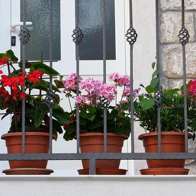 12 Pack 12'' Plastic Plant Pots Round Planter Pots with Saucer Tray Seedling Pots with Holes Seed Resin Plant Pot Starting Nursery Flower Container with Pallet for Garden Outdoor Indoor