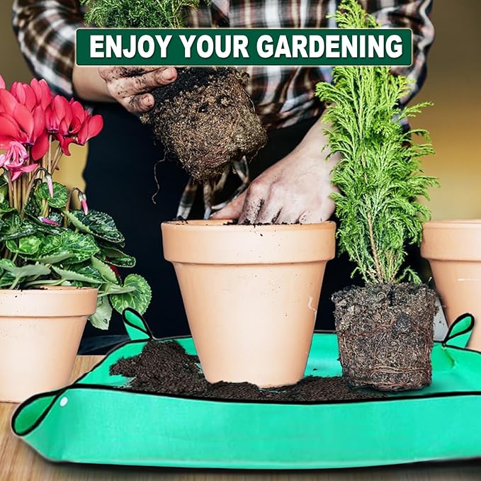 Plant Repotting Mat Waterproof Gardening Mat Plant Transplanting Potting Tray for Indoor Succulent Potting Tarp Portable Thicken PE Mat Garden Work Cloth Bonsai Tools (40"x 60")