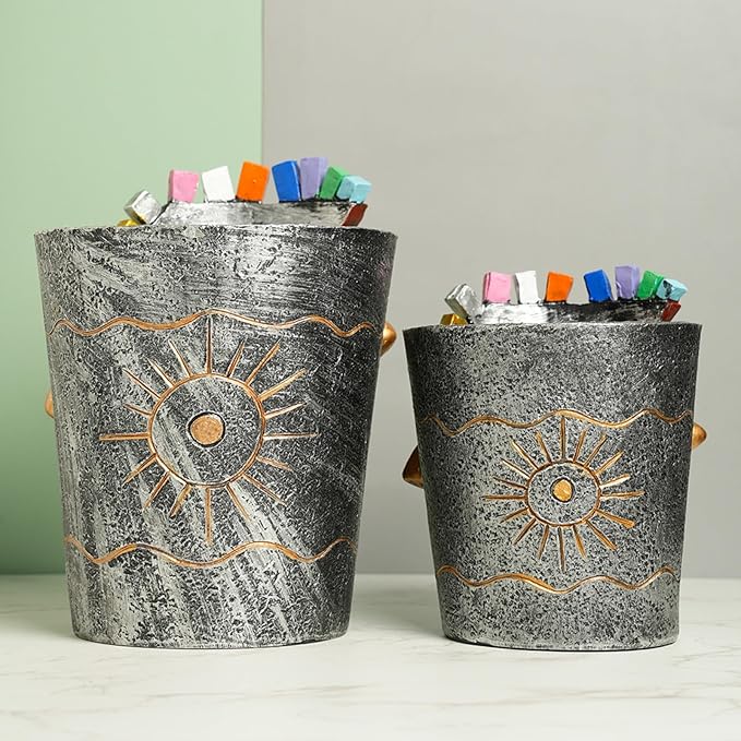 Picasso Face Planter Pots Abstract Art Colorful Flower Vase with Drainage Hole Unique Head Flower Pots for Home Balcony Decoration (S+L)