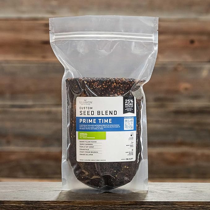 Prime Time Annual Seed Blend | Seeds for All-in-One Food Plot Seed + Fertilizer for Deer - 1/4 Acre Coverage