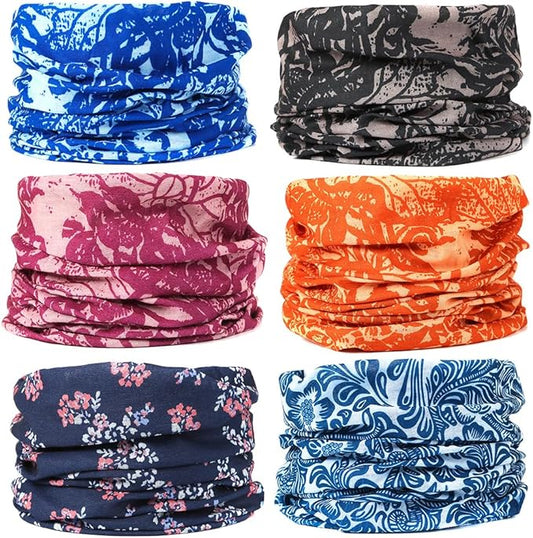 6-Pack Balaclava Face Mask for Men & Women - UV Protection Neck Gaiter, Multi-Use Cycling Mask & Breathable Headband