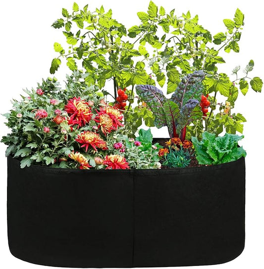 Firlar Fabric Raised Garden Bed, Fabric Raised Planting Bed Grow Bag, Fabric Pots Planting Pots for Herb Plants Flowers Vegetables, Black (35.4x35.4 Inch)