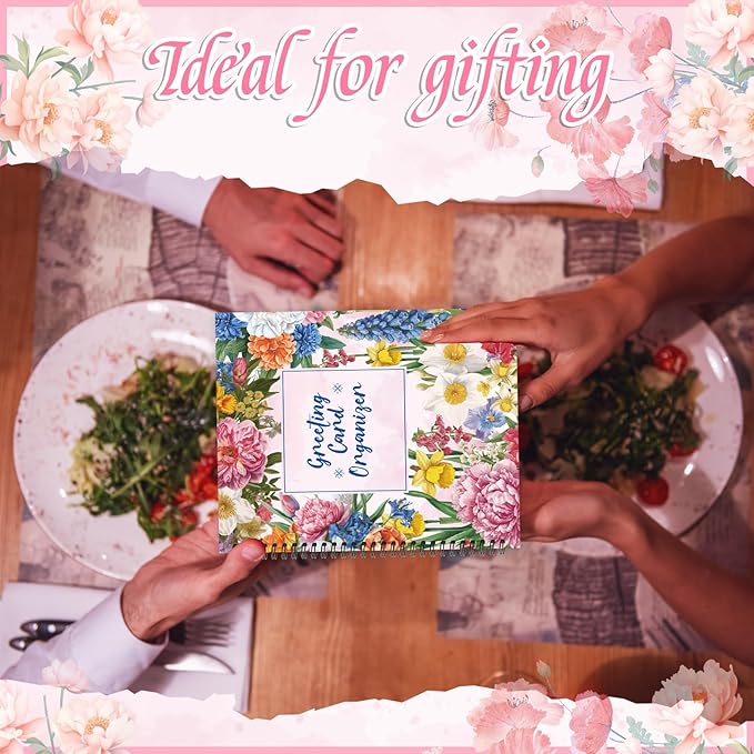 chiazllta Greeting Card Organizer Book with Pockets and File Keeper Dividers Floral Month by Month Card Keeper Book Greeting Card Books for Birthdays Weddings Graduation Parties Holiday Reminders