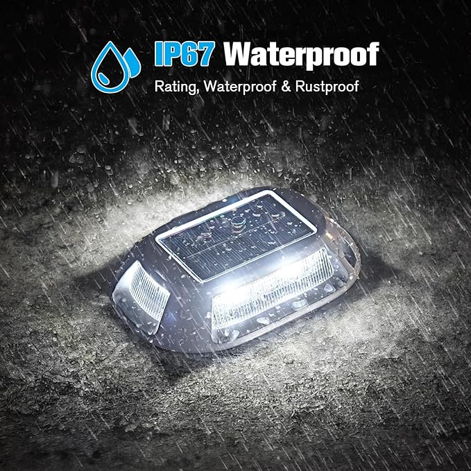 VOLISUN Solar Driveway Lights Dock Deck Lights 8 Pack,9 Colors in 1 Led IP67 Waterproof Outdoor Warning Step Light for Driveway Sidewalk Pathway RGB