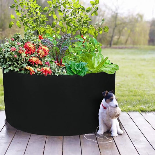 Firlar 2 Pcs 100 Gallon Round Plant Grow Bags,Raised Garden Bed,Planting Container Grow Bags Felt Fabric Plant Pot for Plants,Vegetables,Flowers,Black