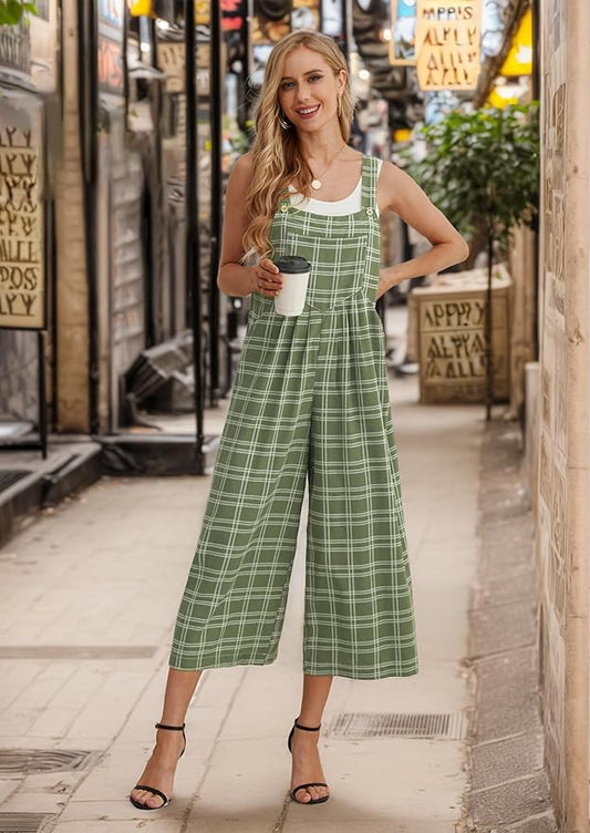 IWOLLENCE Women's Summer Jumpsuits Boho Wide Leg Overalls Casual Loose Rompers with Pockets 2025