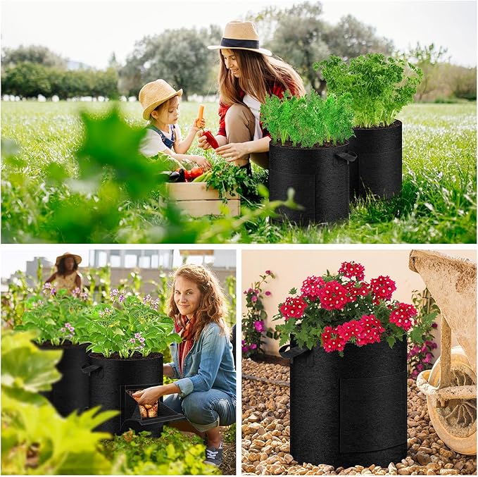 2 Pack 20 Gallon Potato Grow Bags with Pull-Down Harvest Window, Potato Bags for Growing Potatoes Heavy Duty Thickened Nonwoven Fabric Gardening Vegetable Growing Bags with Visible Window