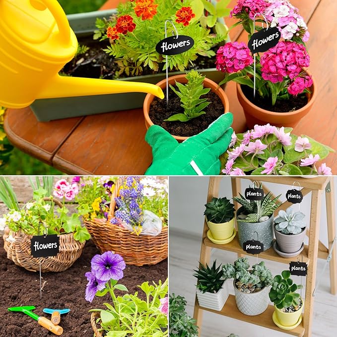 Youyole 50 Pack Acrylic Plant Labels Outdoor Black Garden Markers with Pen Weatherproof Plant Tags for Seedlings Herbs Flowers Vegetable Greenhouse Gifts