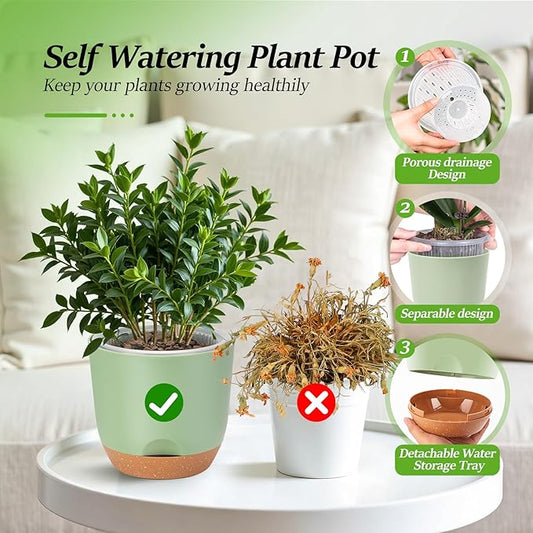 7.2 Inch Self Watering Orchid Pots for Indoor Plants,Macetas para Orqudeas,Flower Pots for Indoor Plants with Holes(Green)