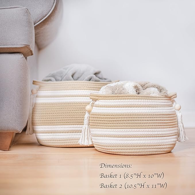 Woven Plant Baskets for Indoor Plants (Set of 2) – Boho Basket Planters for Home Décor