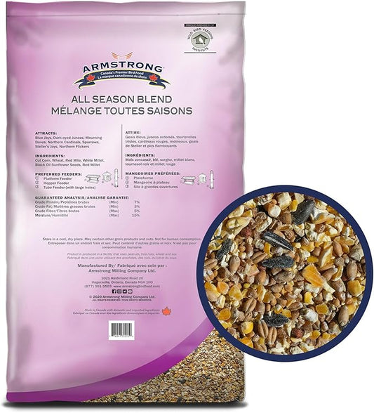 Armstrong Wild Bird Food All Season Bird Seed Blend, 33 Pounds - with Cut Corn, Wheat, White & Red Millet, Black Oil Sunflower Seeds for Blue Jays, Dark-Eyed Juncos and Mourning Doves