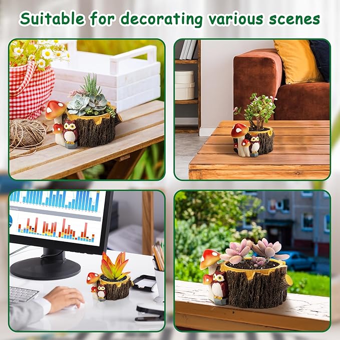 Owl Succulent Planters Flower Plant Pots for Plants with Drainage Hole,Planter Pots for Indoor Plants/Succulent/Cactus,Indoor Planter for Home Office Garden Decor