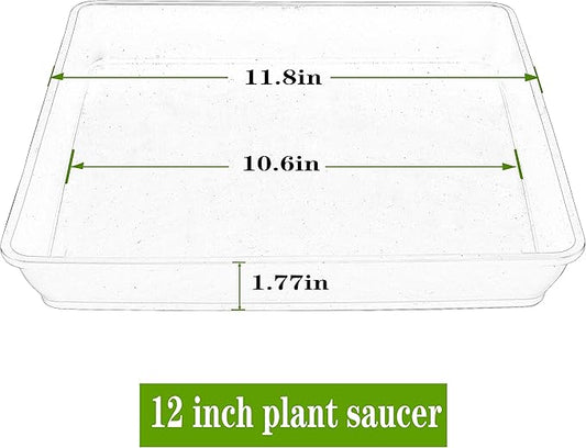 Square Plant Saucer 12 Inch 2 Pack, Durable Plastic Plant Trays Plant Pot Saucers, Square Planters for Indoors and Outdoors Plants, Garden Large Plant Saucers for Pots Black.