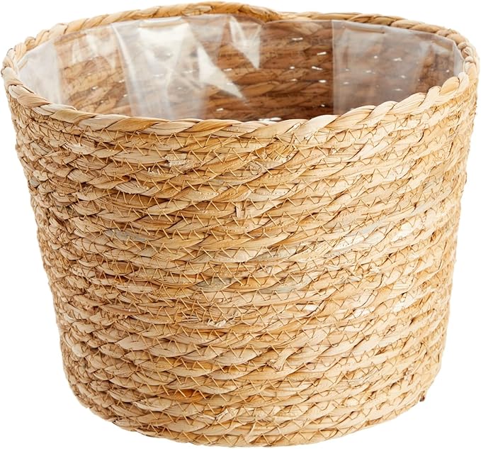 Juvale Seagrass Planter Set with Plastic Lining, 3 Woven Baskets for Plants (3 Sizes)