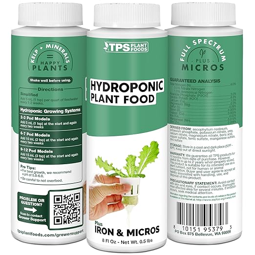 Hydroponic Plant Food, Complete One Part Liquid Hydroponic Fertilizer, 8 oz (250mL)