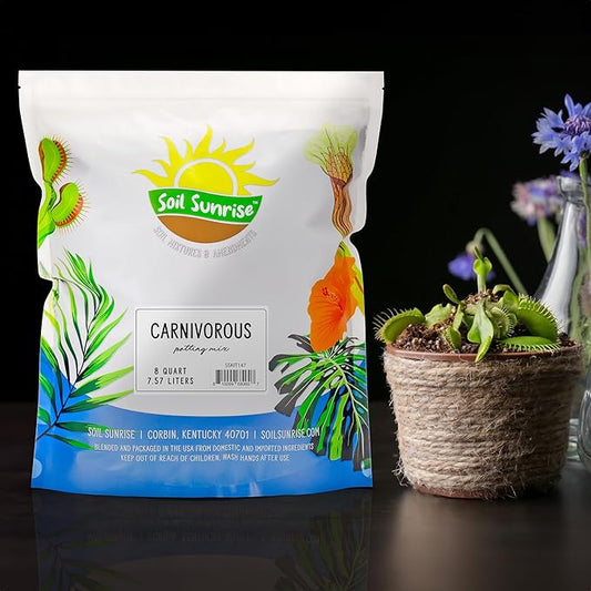 Soil Sunrise Carnivorous Plant Potting Soil Mix (8 Quarts) Ideal Additive for Venus Fly Traps, Sundews, and Pitcher Plants