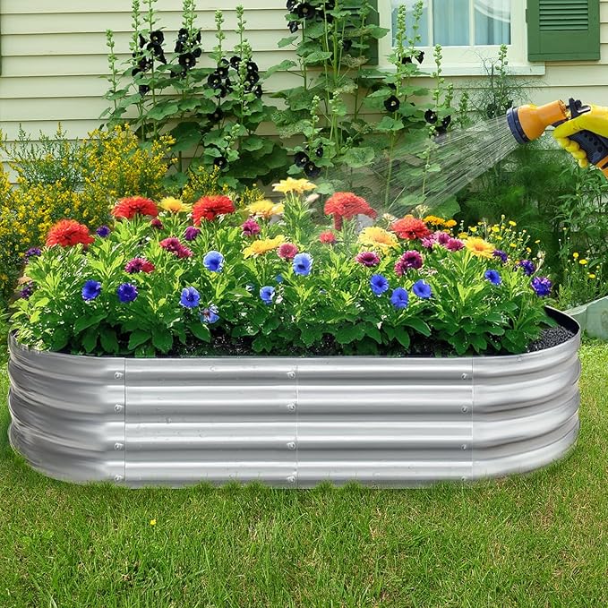 Galvanized Garden Bed kit for Vegetables/Herbs/Flowers (6X3X1)