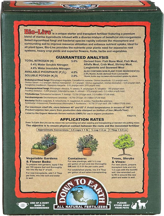 Down To Earth Organic Bio-Live Fertilizer Mix 5-4-2, 5 lb